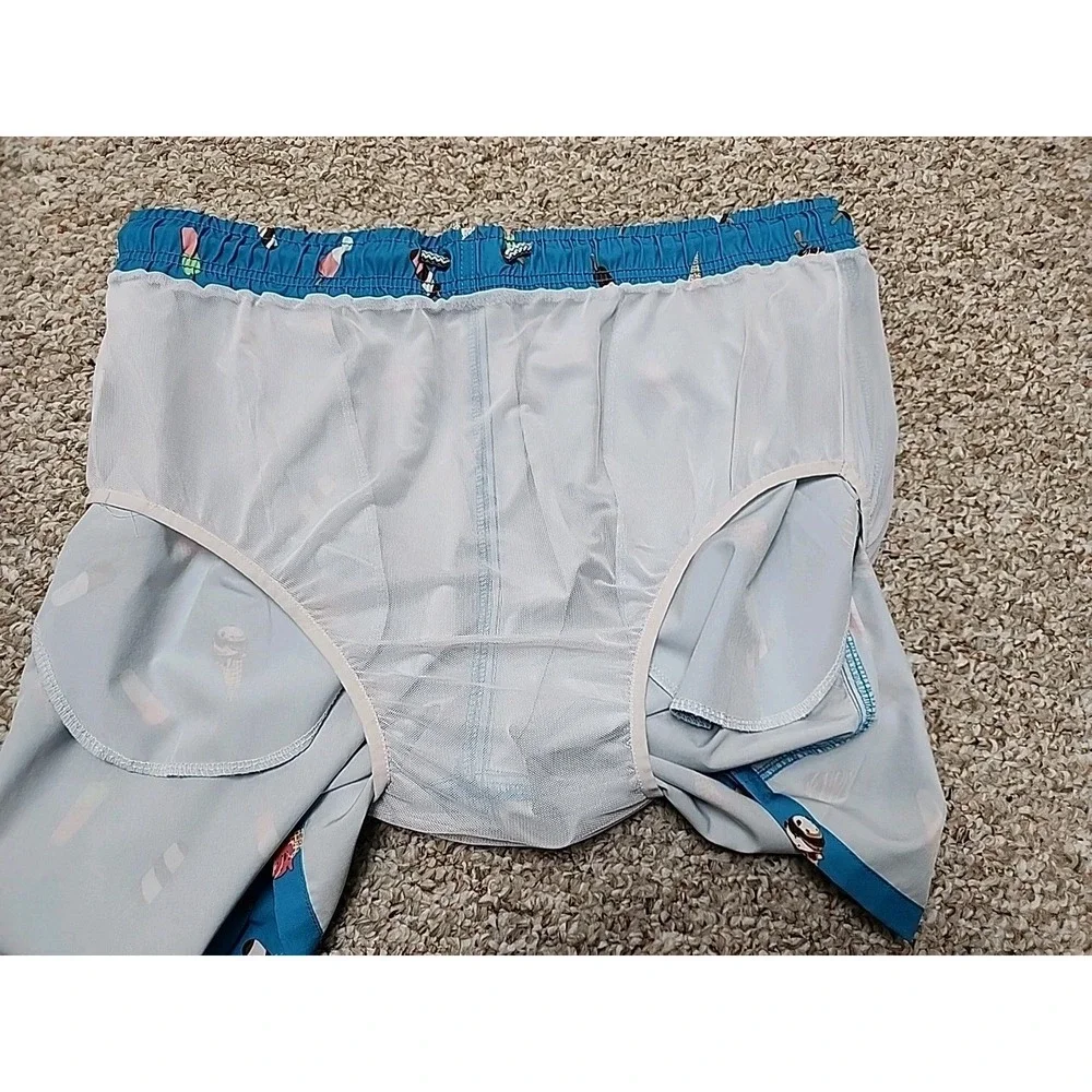 Men's Swim Trunks Ice Cream Popsicle Print Brief‎ Lined Trunks Size XL